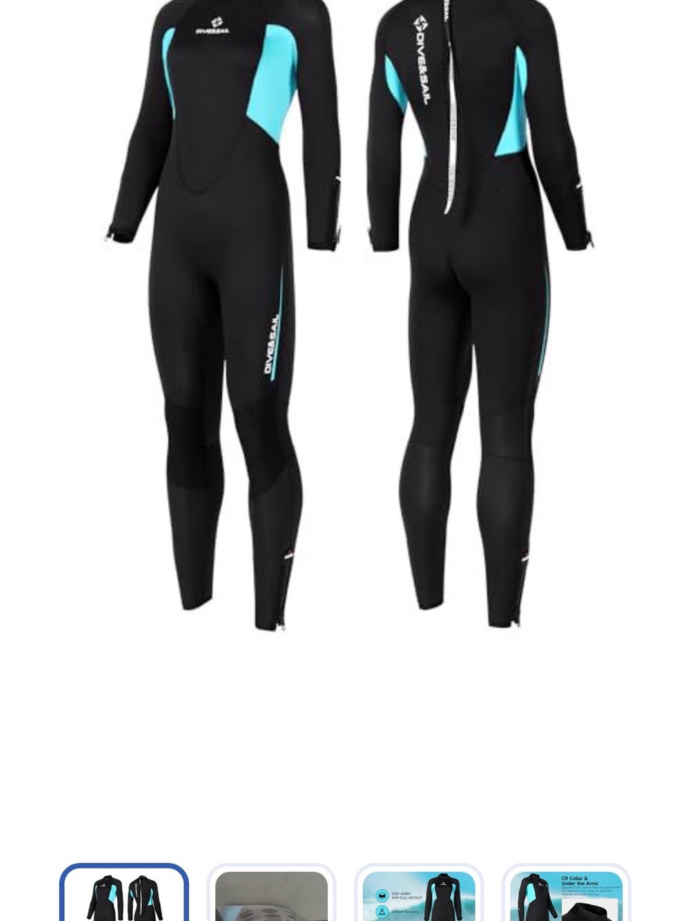 Dive and Sail Black and Aqua Women's Full-Body Wetsuit